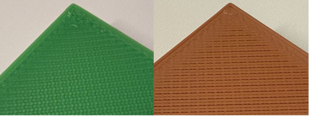 Surface of slab printed using high speed PLA and Stonefil PLA